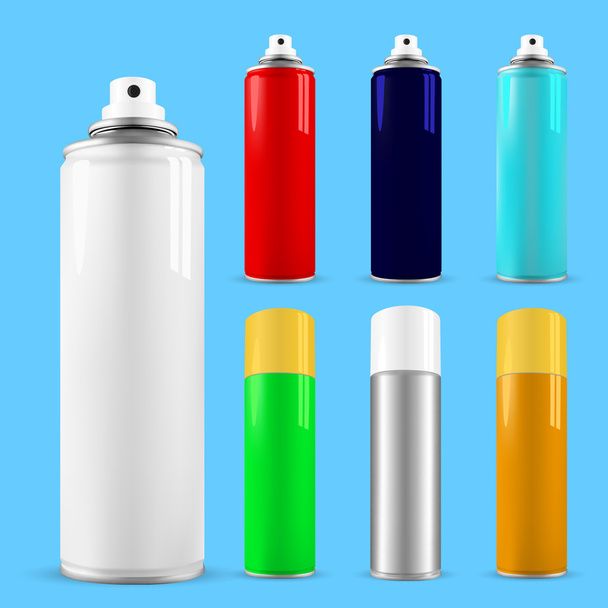 Set of spray cans - opened and with cap - Vector, Image