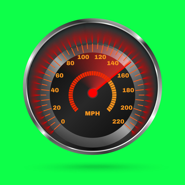Speedometer isolated on green. Vector illustration - Vector, Imagen