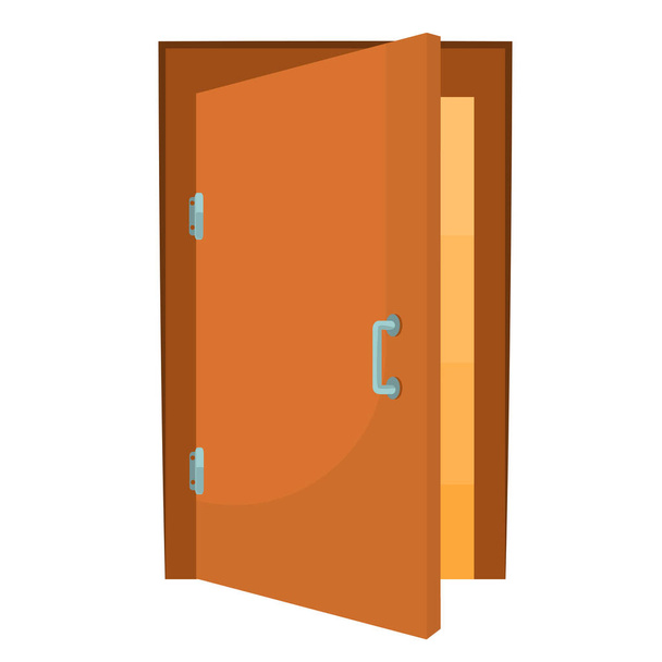  ilustración vectorial de una puerta de madera abierta aislada sobre un fondo blanco - Vector, Imagen