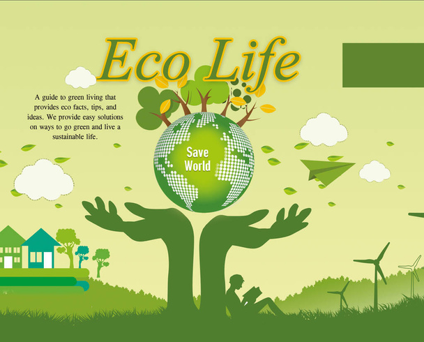 Save Earth Konzept, Green Earth Layout. - Foto, Bild