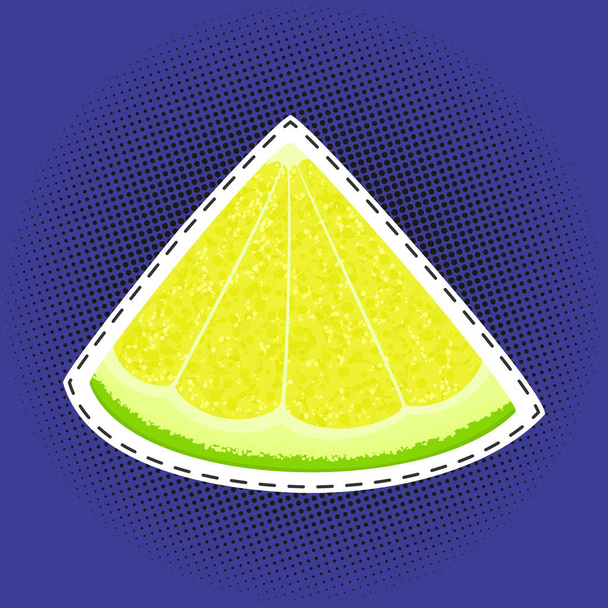 Snijd van limoen of citroen op een pop art achtergrond - Vector, afbeelding