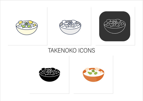 Conjunto de ícones Takenoko - Vetor, Imagem
