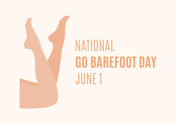 National Go Barefoot Day vector. vector pies desnudos de las mujeres. Las piernas desnudas de las mujeres en el vector de perfil. Go Barefoot Day Poster, 1 de junio. Día importante - Vector, Imagen