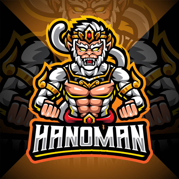 Hanoman esport mascota logo design - Vector, imagen