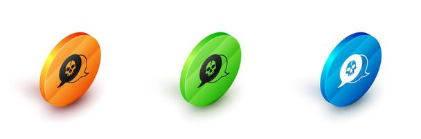 Isometric Skull icon isolated on white background. Pirate captain. Happy Halloween party. Circle button. Vector - Vector, Image