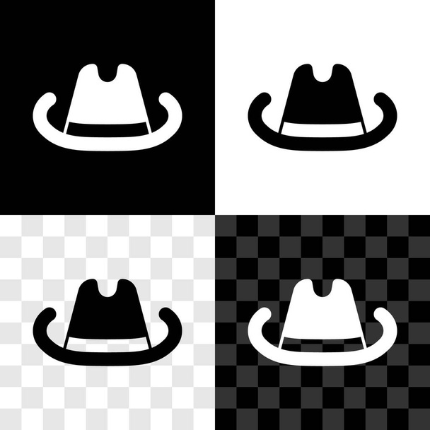 Zet westerse cowboy hoed pictogram geïsoleerd op zwart-wit, transparante achtergrond. Vector - Vector, afbeelding
