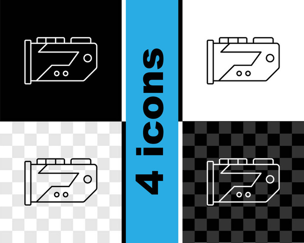 Set line Video graphic card icon isolated on black and white, transparent background.  Vector - Vector, Image