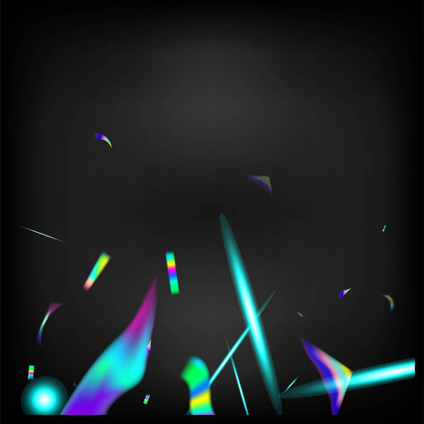 Ефект Голо Глітч Rainbow Lights. Rainbow Tinsel Flying Holograph Confetti Срібні прозорі падаючі частини. Blue, Purple, Green Celebration Background Підйом освітленої туманної палички. - Вектор, зображення