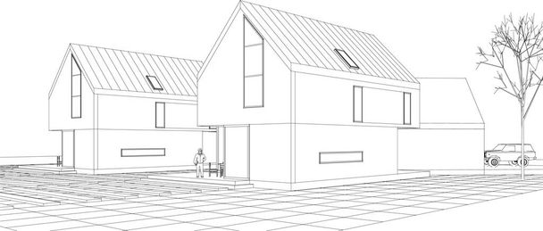 сучасний план будинку 3d ілюстрація
 - Вектор, зображення
