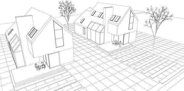 сучасний план будинку 3d ілюстрація
 - Вектор, зображення