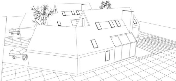 modern ház terv 3d illusztráció - Vektor, kép
