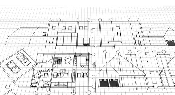 house project plan facades blueprint - Photo, Image