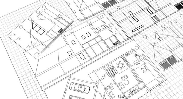 house project plan facades blueprint - Photo, Image