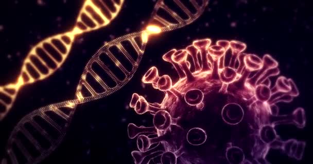 Abstrakcyjna cząsteczka DNA z animacją koncepcyjną koronawirusa - Materiał filmowy, wideo