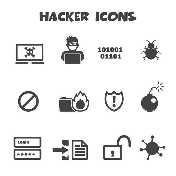 hacker pictogrammen - Vector, afbeelding