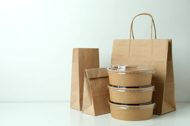 Delivery containers for takeaway food on white background - Photo, Image