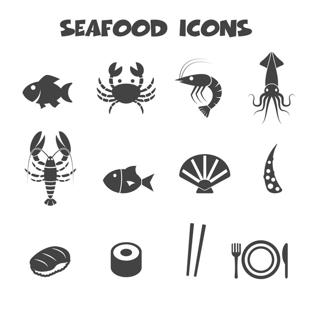 Iconos de mariscos
 - Vector, Imagen