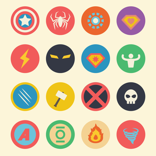 iconos planos de superhéroe
 - Vector, imagen