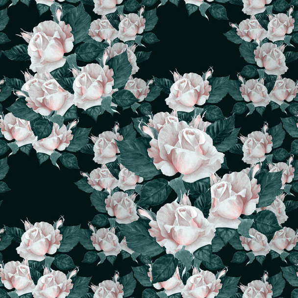 Roses. Abstract wallpaper with floral motifs.  Seamless pattern. Wallpaper. Use printed materials, signs, posters, postcards, packaging.   - Photo, Image
