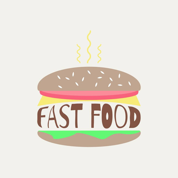 Illustration de concept de restauration rapide avec un hamburger chaud. - Vecteur, image