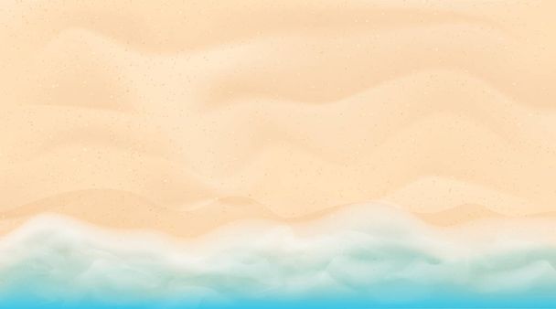 Mer turquoise bleue et lumineuse, sable blanc. Fond de plage tropicale. Illustration vectorielle de vue supérieure. Place pour ton texto. Conception pour affiche, flyer, invitation, carte - Vecteur, image