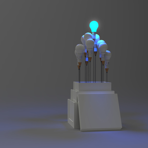 Карандаш лампочка 3d, как думать за пределами коробки как концепция
  - Фото, изображение