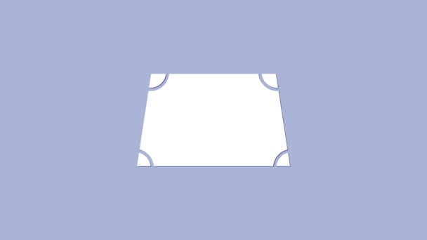 Branco Ícone de forma trapezoide aguda isolado no fundo roxo. Animação gráfica em movimento de vídeo 4K - Filmagem, Vídeo