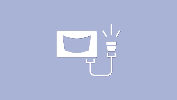 Witte echografie pictogram geïsoleerd op paarse achtergrond. Medische apparatuur. 4K Video motion grafische animatie - Video