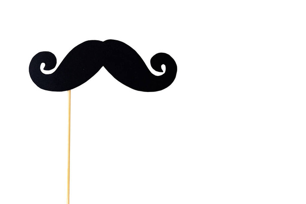 photo booth props black mustache with empty space for taxt on white background, happy father day - Foto, imagen