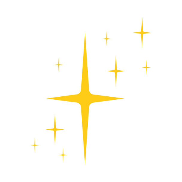 Oro scintille stellate e scintille isolate su sfondo bianco. Luminosa icona flash. Brillante effetto luminoso. Illustrazione piatta vettoriale - Vettoriali, immagini