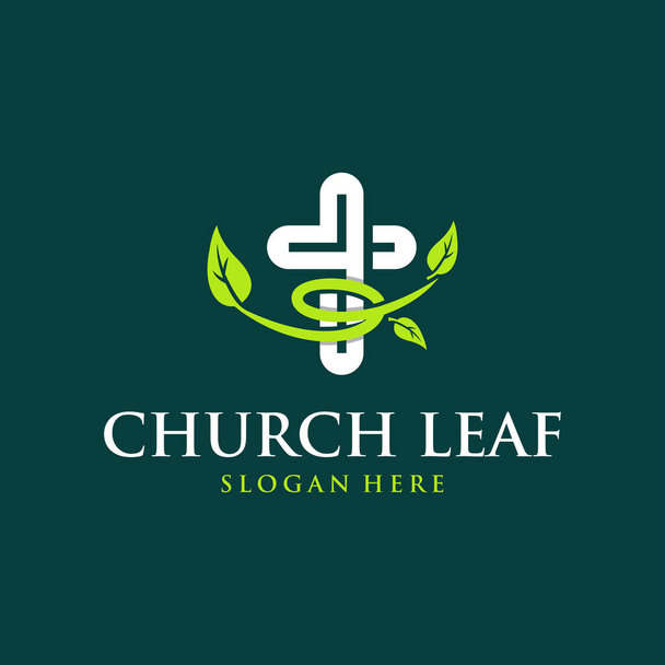 Idea de la hoja de la iglesia Logo Design - Vector, Imagen