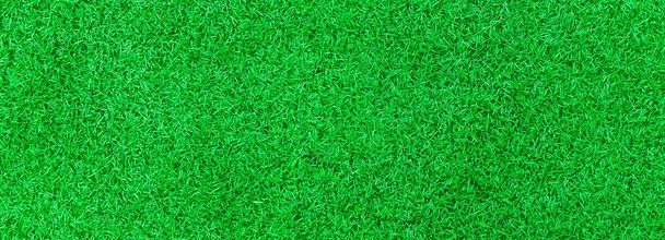 Panorama of New Green Artificial Turf Flooring texture and background seamless - Photo, Image