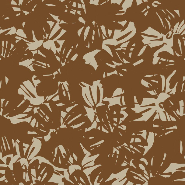 Fondo de patrón sin costura botánico floral marrón Taupe adecuado para estampados de moda, gráficos, fondos y artesanías - Vector, imagen