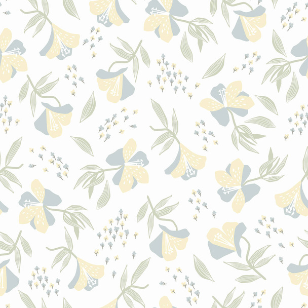Alstroemeria flower motif with white background seamless repeat pattern digital file pattern artwork fashion or home decor print fabric textile - Vector, Image
