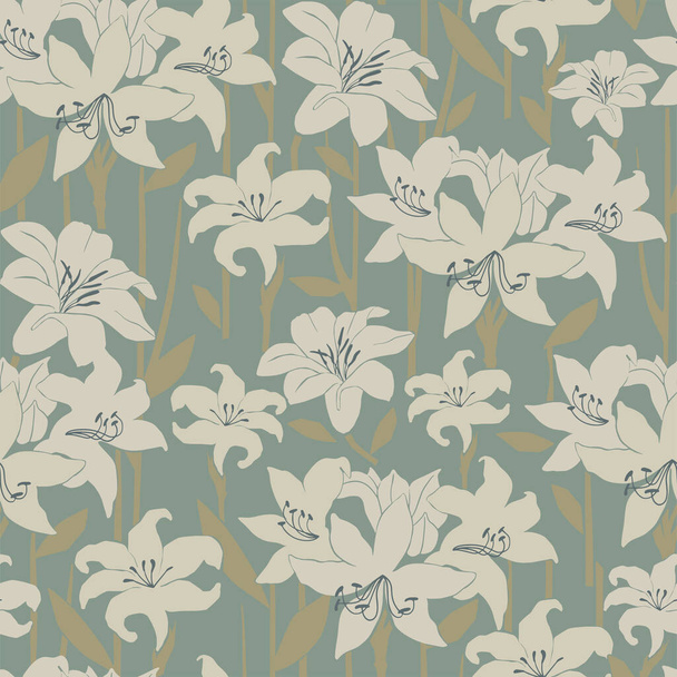 Alstroemeria flower motif with white background seamless repeat pattern digital file pattern artwork fashion or home decor print fabric textile - Vektor, Bild