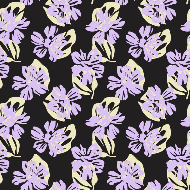 Purple Floral botanical seamless pattern background suitable for fashion prints, graphics, backgrounds and crafts - Вектор,изображение