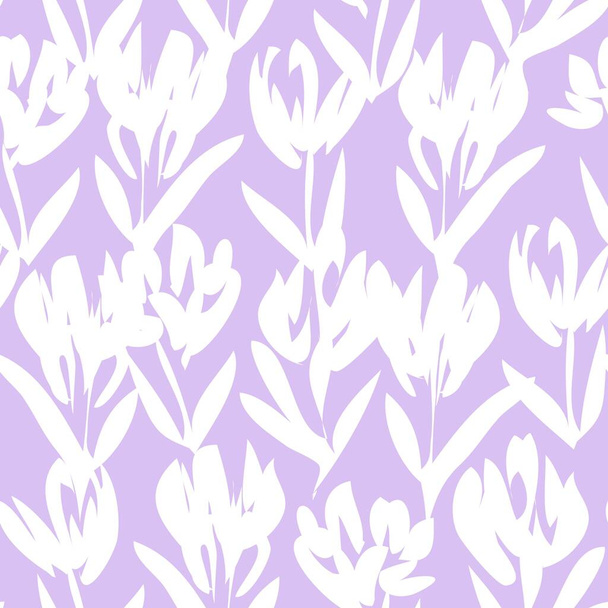 Purple Floral botanical seamless pattern background suitable for fashion prints, graphics, backgrounds and crafts - Wektor, obraz