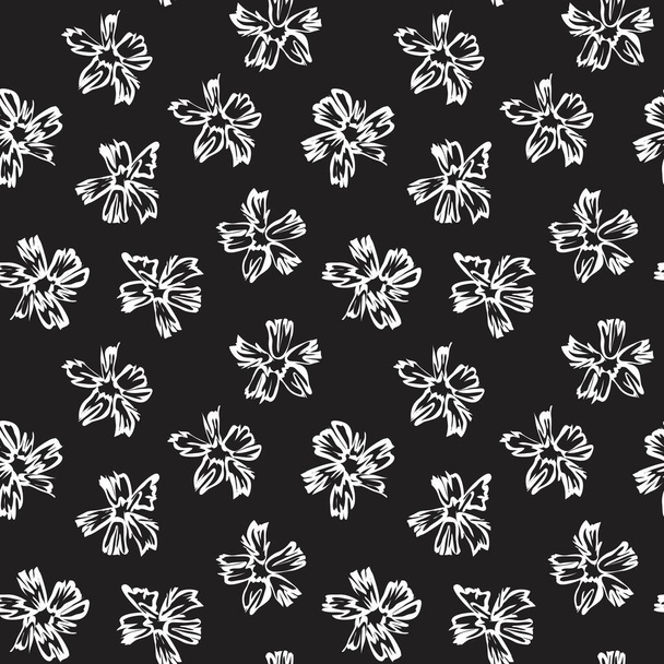 Bianco e nero floreale botanico senza cuciture modello di sfondo per stampe di moda, grafica, sfondi e artigianato - Vettoriali, immagini