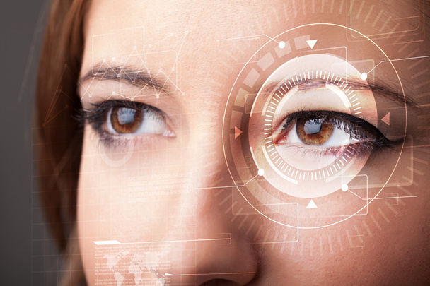 Cyber tyttö Technolgy silmä näköinen - Valokuva, kuva