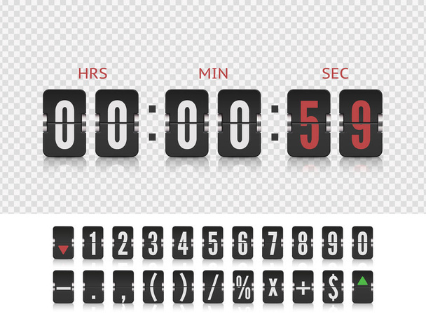 Scoreboard number font. Vector illustration template. Vector coming soon web page design template with flip time counter - Vector, Image