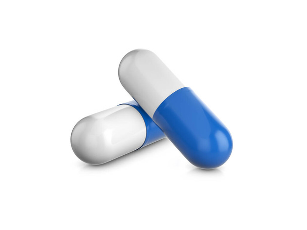 Capsule pills on a white background. 3d illustration. - Foto, Imagen