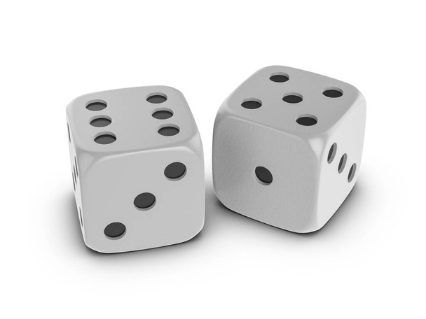 Dices on a white background. 3d illustration. - Фото, изображение