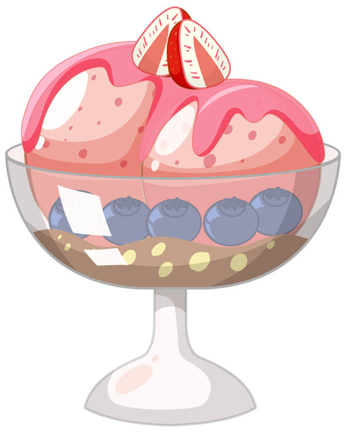 Cute cartoon ice cream on white background illustration - Vector, Image