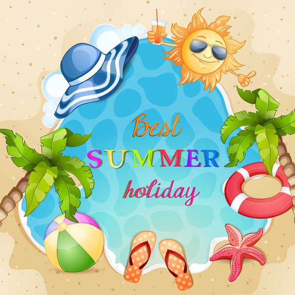 Summer beach illustration . - Vector, Imagen
