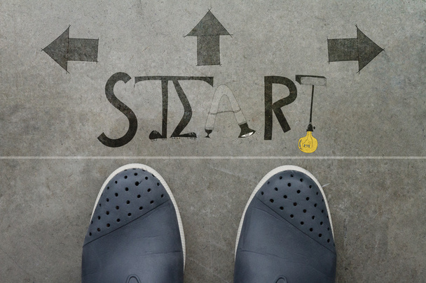 Käsin piirretty STRAT suunnittelu sana edessä liikemies jalat co
 - Valokuva, kuva