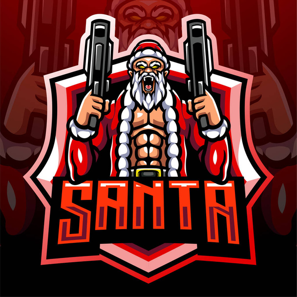 Santa gunner mascot. esport logo design - Vetor, Imagem