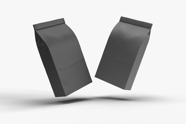 maquete de pacote preto uma embalagem de lanche - Foto, Imagem