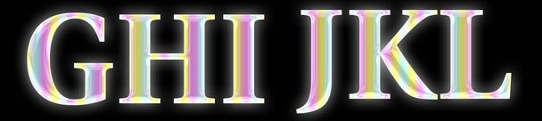 alfabeto de texto cromado iridiscente holográfico - Foto, imagen