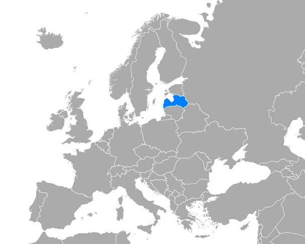 Карта Латвії в Європі - Вектор, зображення