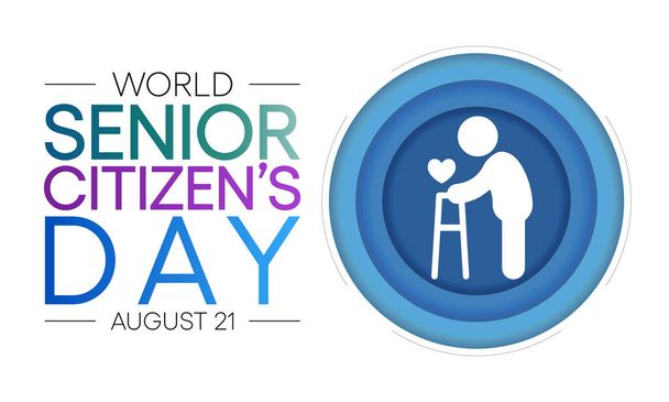 La Journée mondiale des personnes âgées est célébrée le 21 août de chaque année. On sait que la journée permet de mieux faire connaître les facteurs et les problèmes qui touchent les personnes âgées, comme la détérioration de l'âge. Art vectoriel - Vecteur, image